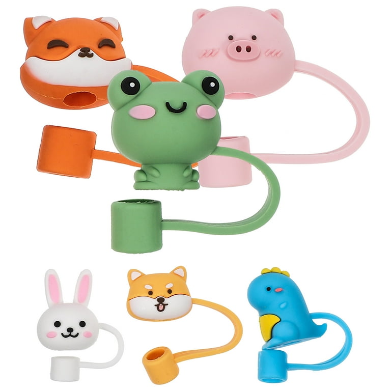 5pcs/set Animal Shaped Reusable Silicone Straw Covers For 30&40 Ounce Cups  With Handles, 0.4 Inch/10mm Dust-proof Straw Cap