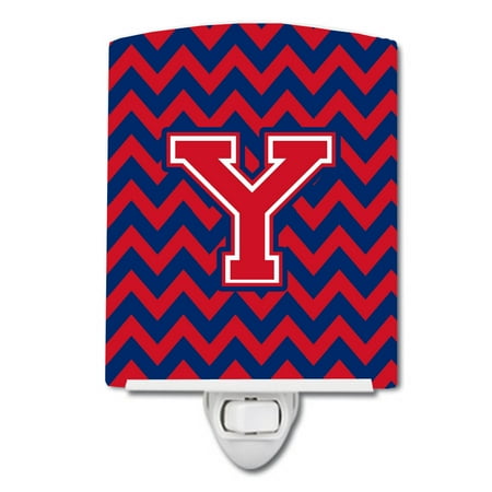 

Caroline s Treasures CJ1054-YCNL Letter Y Chevron Yale Blue and Crimson Ceramic Night Light 6x4x3 multicolor