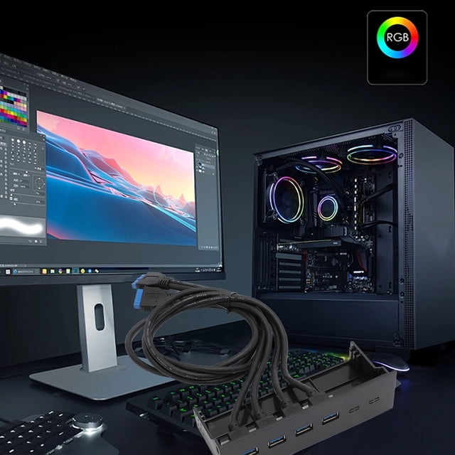 Panel USB 3.0 Front Panel Hub 5.25in 4 Ports 5Gbps Stable Plug And Play Optical Drive Front Panel For Desktop Motherboard