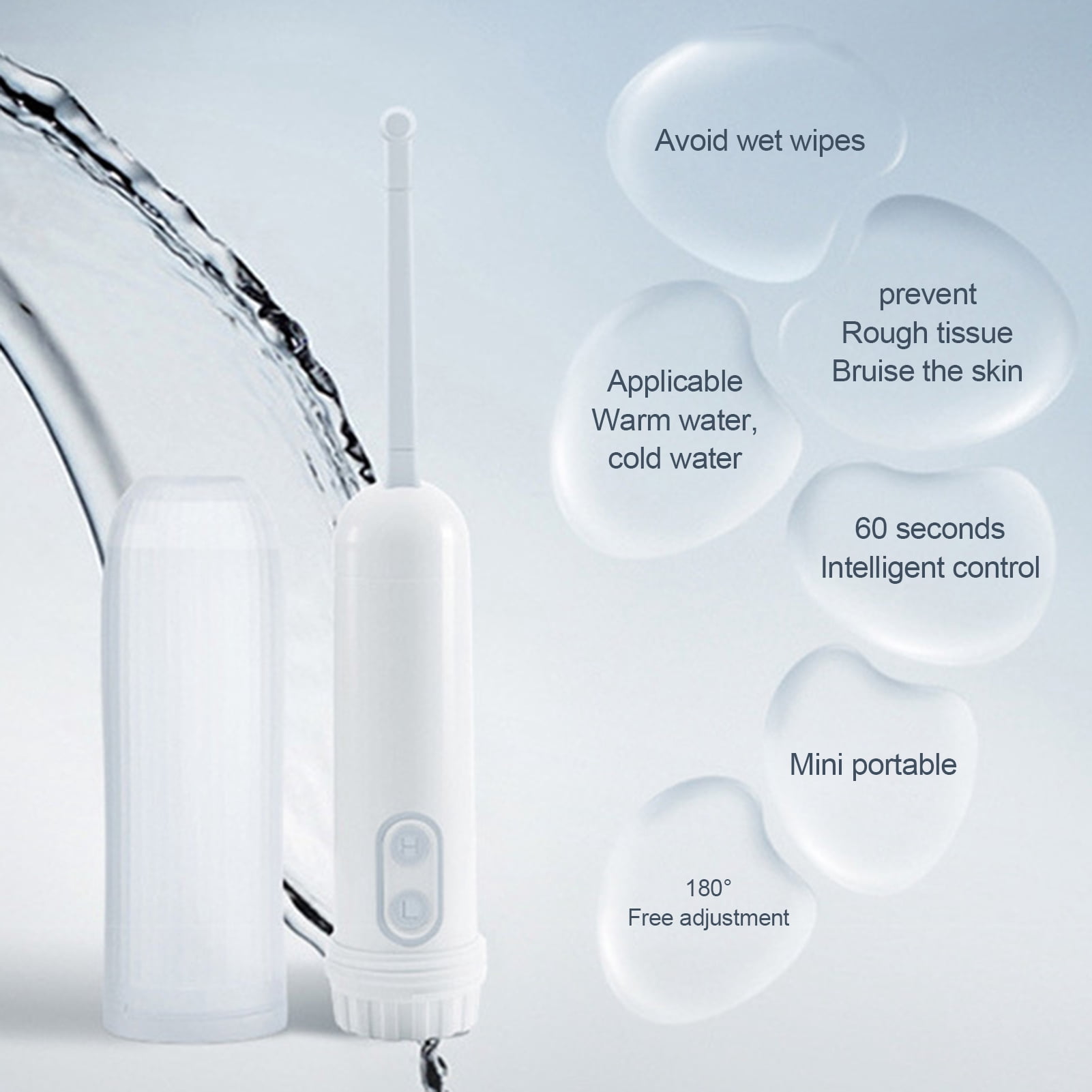 Travelwant 140ml Portable Travel Bidet Handheld Personal Bidet Electric Mini Bidet Sprayer Toilet Hygiene for Personal Hygiene Cleaning/Soothing Postpartum Care/Perineal & Hemmoroid Treatment
