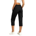 thumbnail image 4 of Costeam Womens Solid Color High Waist Straight Leg Cropped Capris and Shorts with Side Pockets Loose Fit Elastic Waist Dual Style Casual Bottom Pants, 4 of 6