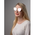 thumbnail image 4 of Inner Vision Cat Eye Aviator Metal Frame Cross Bar Sunglasses, Flat Polarized Lens for Women, Revo 100% UV Protection With Case - Rose Gold Frame, Pink Lens, 4 of 7