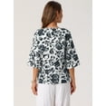 thumbnail image 5 of DARING DIVA Women's 3/4 Sleeve V Neck Boho Floral Button Decor Blouses M Black, 5 of 7