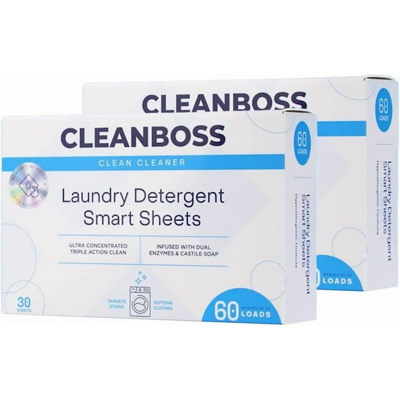 CleanBoss Laundry Detergent Smart Sheets - 60 Sheets