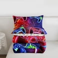 thumbnail image 4 of Gaming King Size Comforter Set - Gamer Comforter Bedding Sets, Red Blue Lightning Design Gamer Room Decor, 4 of 7