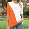 thumbnail image 6 of Olyvenn Stylish Women's Summer Short Sleeve Top Casual Floral Print Blouse Crewneck Ruched Front Shirts Lightweight Loose Fit Blouse Orange M, 6 of 7