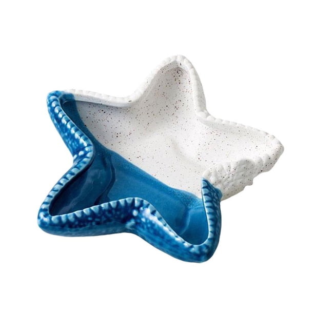 SGACAI Bandeja de cerámica para guardar collares, anillos y joyas con forma de estrella de mar, caja de escritorio para guardar joyas^