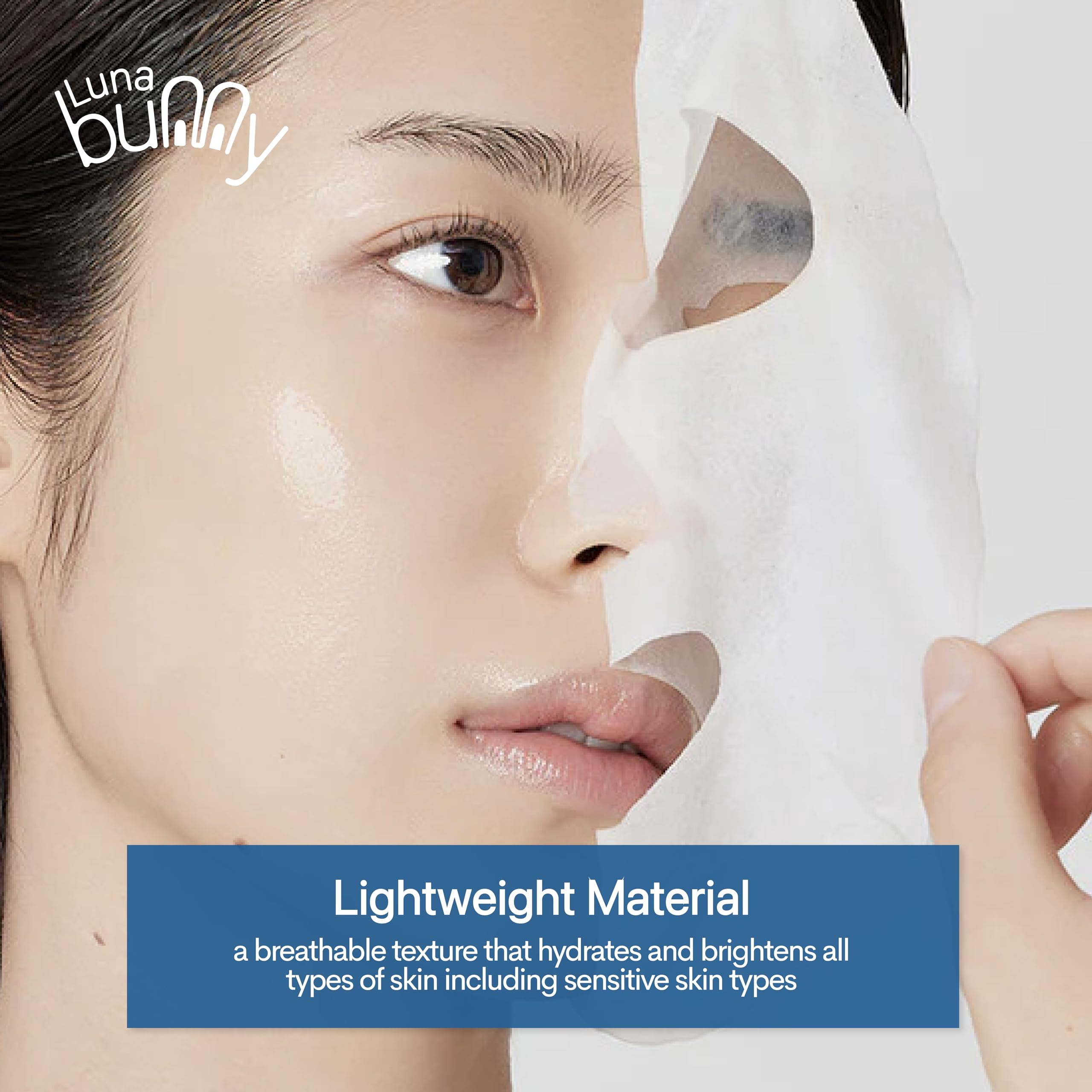 Luna Bunny 24PK Facial Sheet Mask, Korean Skincare Hydrating Face Mask for Self Care, Home Spa with Hyaluronic Acid