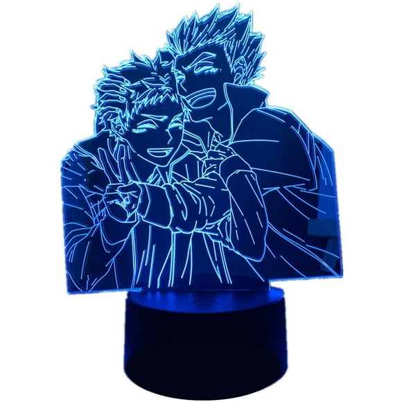 3d Led Illusion Acrylic Night Light Kotaro Bokuto and Akaashi Keiji Anime Lamp RGB Colorful with Remote Control for Kids Home Room Decor Table Lamp