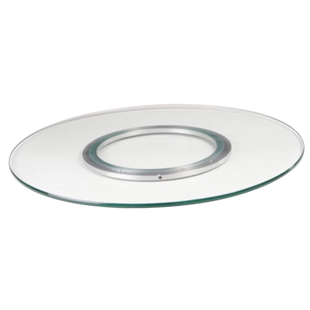 Milan 24" Round Contemporary Aluminum/Glass Lazy Susan in Clear