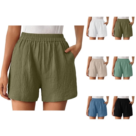 Shorts for Women 2026 Summer Lightweight Elastic High Waist Wide Leg Relaxed Fit Casual Workout Shorts with Pockets