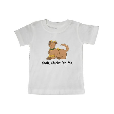 

Inktastic Yeah Chicks Dig Me with Cute Brown Dog and Easter Chicks Gift Baby Boy or Baby Girl T-Shirt