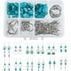 thumbnail image 1 of Kit para hacer aretes con 10 pares de cuentas turquesas, 8 formas, dijes, plumas, corazones y ganchos para aretes., 1 of 9