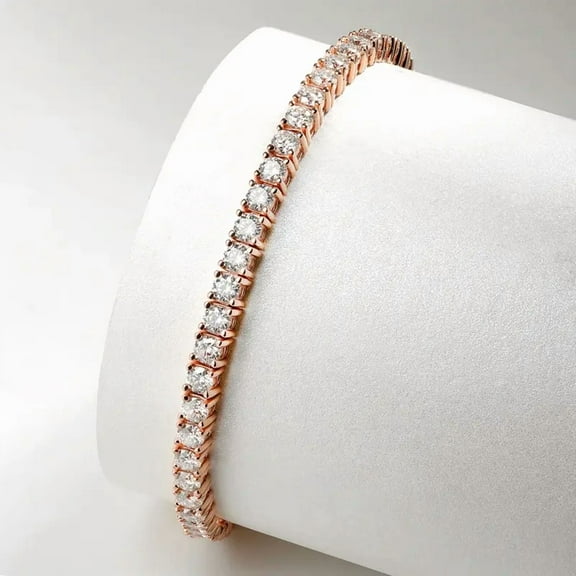 Mangal Jewels 14K Rose Gold Plated 9Ct Round 4 mm Diamond Tennis Womens Bracelet