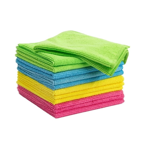 Namzi Cleaning Cloths 12pcs Microfiber Cleaning Towels Multi Purpose Rags Kitchen Towels & Household Cleaning Cloths Reusable for Home/Kitchen Daily Cleaning 30*30cm Green/Blue/Yellow/Pink