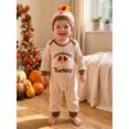 thumbnail image 4 of RUINIXCW Infant Boy Thanksgiving Outfit Waffle Knit Long Sleeve Romper and Hat Set, 4 of 7