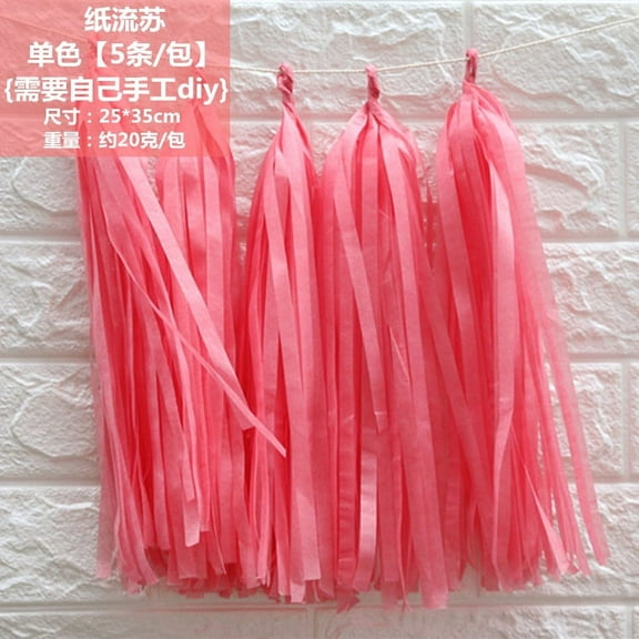 Zhuge Watermelon red Tassel Garland 25 Pcs, Tissue Paper Tassels Garland Banner for Party Birthday Wedding Decoration Baby Shower Table Decor