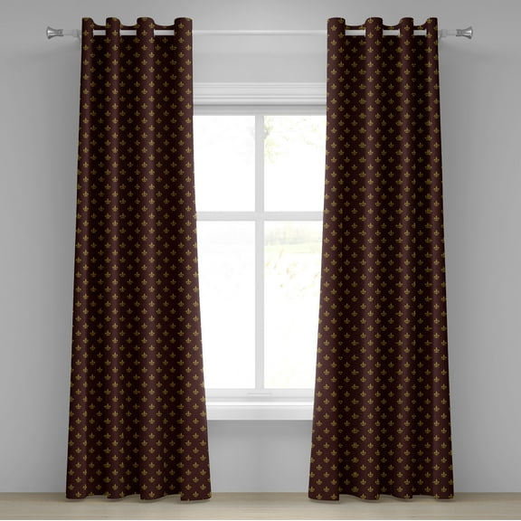 Ambesonne Fleur De Lis Grommet Curtain, Royal Pattern, 50" x 120", Burgundy Earth Yellow