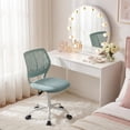 thumbnail image 6 of FurnitureR Velvet Scallop Back Vanity Desk Chair, Modern Adjustable Swivel Task Chair with Gold Metal Legs, Aqua, 6 of 15