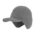 thumbnail image 2 of Hat with Brim Ear Flaps Fleece Lined Ski Cap Winter Beanie Cozy Ear Flap Stocking Hat Wool Beanie Trapper Hat Cuff Cap Coldshield Trapper Knit Beanie Hats with Visor & Ear Flaps Grey, 2 of 8