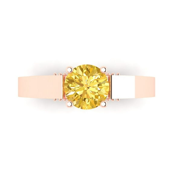 Clara Pucci 14K Rose Gold 1.06ct Yellow Solitaire with Accents Ring