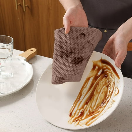

Weave Kitchen Dish Cloths Soft Absorbent Quick Drying Dish Towels 12x12 Inches 6 Pack (Gray Brown Brick Red) Fall Kitchen Hand Towels Color Clothes Absorbent Towels for Cleaning Dish Drying Gloves