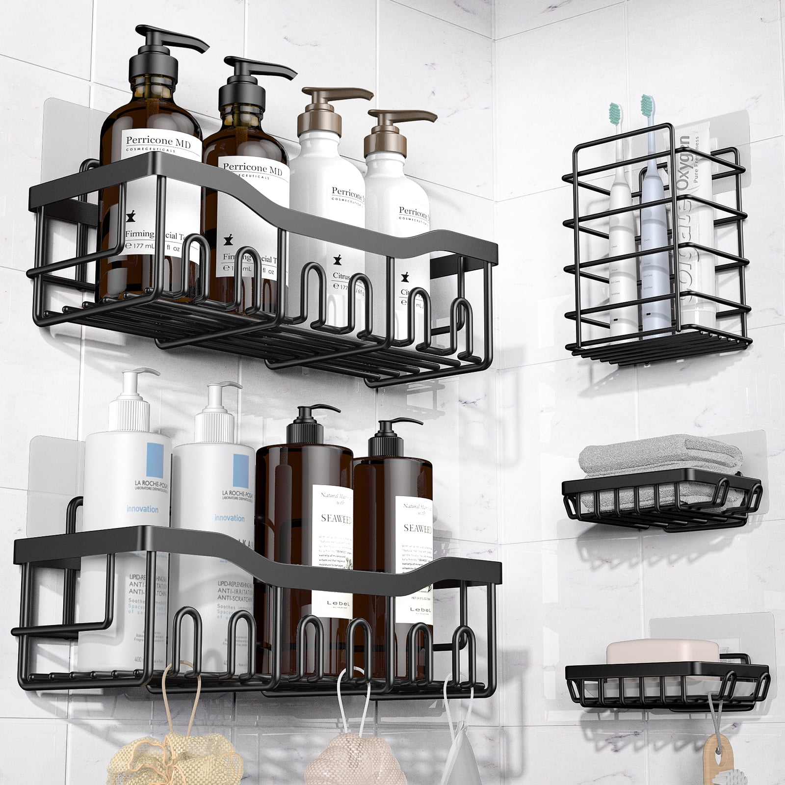 Shower Caddy, Shower Shelves 5 Pack, Adhesive Shower Organizer for