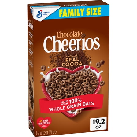 Chocolate Cheerios, Heart Healthy Gluten Free Breakfast Cereal, Family Size, 19.2 oz
