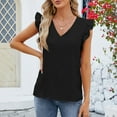 thumbnail image 2 of Women's T-Shirts Sevevn Fashion Casual Women's Solid Short Sleeve-Neck Fold T-Shrit Top Blouse Tops For Women Trendy, 2 of 5