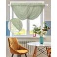 thumbnail image 3 of Sage Green Burlap Texture Sheer Waterfall Valance Curtains for Window, Farmhouse Vintage Sage Green Rod Pocket Sheer Topper Swag Curtains for Living Room, Kitchen 38.5"W x 47.2"L, 1 Panel, 3 of 7