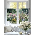 thumbnail image 4 of Colorful Floral Spring Sheer Curtains 54 Inch Length 2 Panels Set Window Treatments, Daisy Green Forest Pastoral Rod Pocket Semi Curtains for Living Room/Bedroom/Kitchen Décor, 104"W x 54"L, 4 of 7