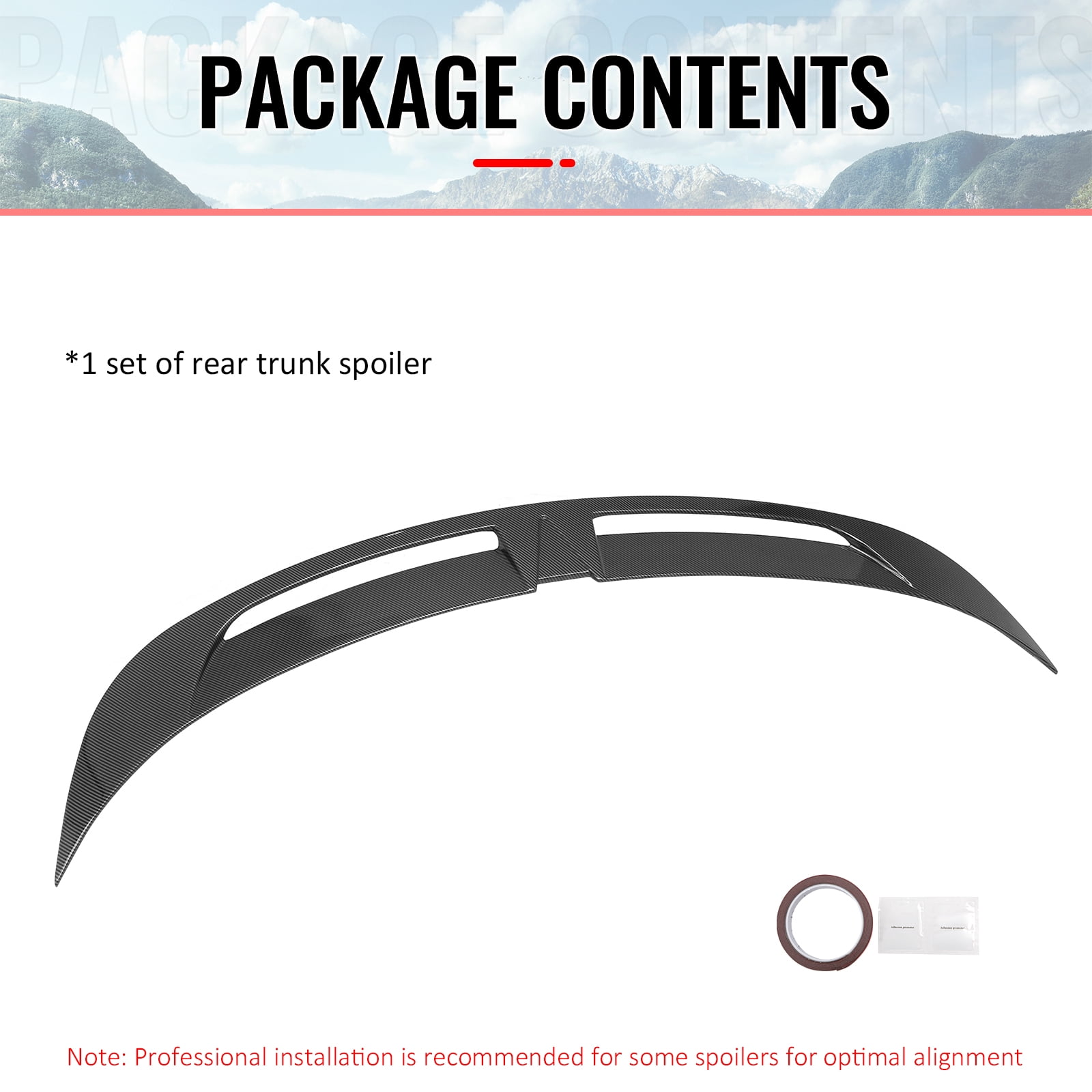 Ikon Motorsports Trunk Spoiler, Compatible with 2025-2026 Tesla Model Y, IKON V2 Style Carbon Fiber Print ABS Plastic Rear Trunk Lid Spoiler Wing Lip