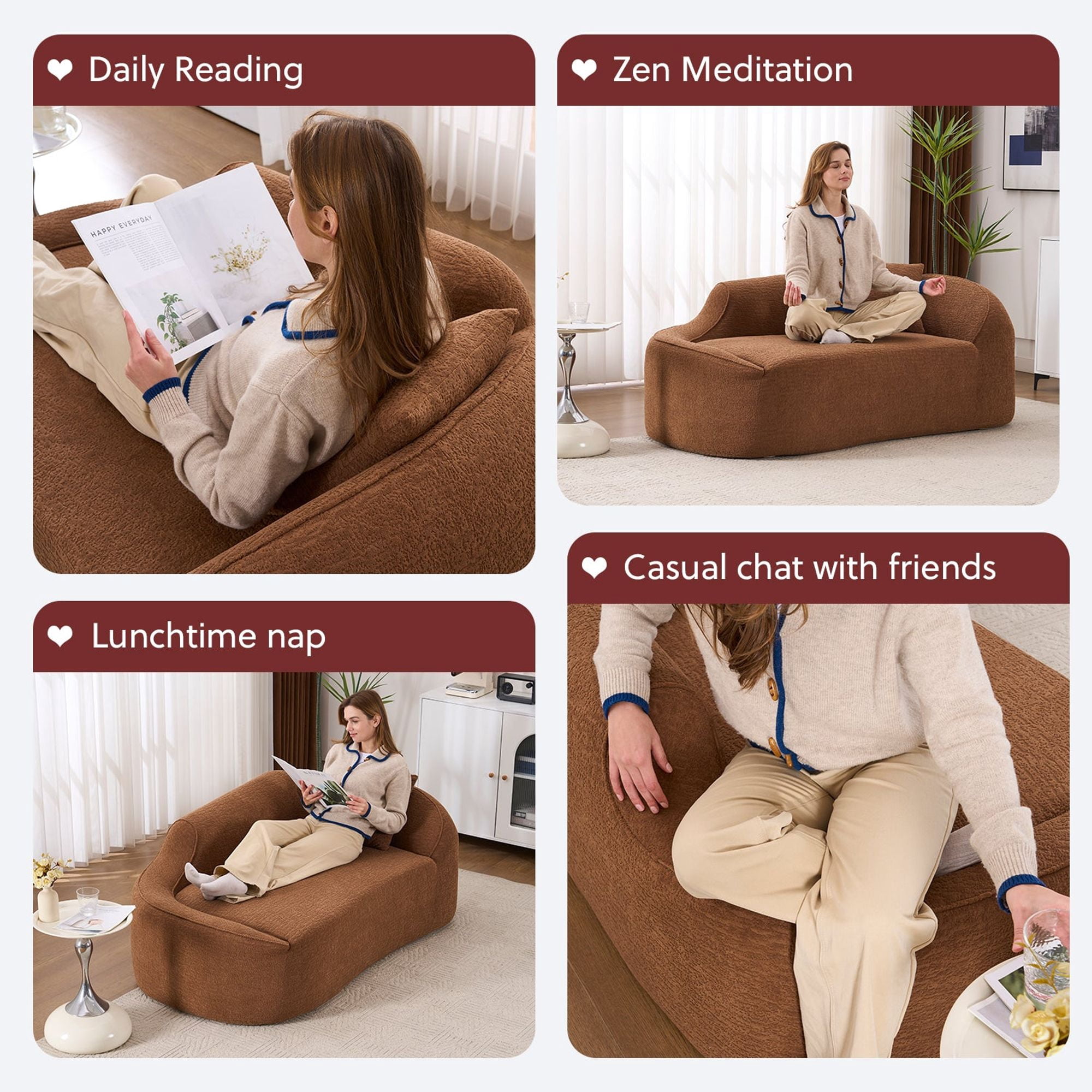 Sailvan Compression Curved Chaise Longue Loveseat Sofa Bed with 1 Pillow