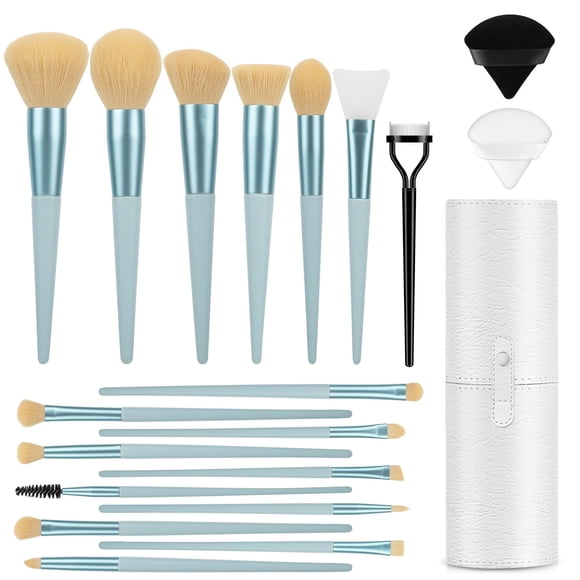 Brochas de Maquillaje Juego de 20 brochas de maquillaje con base, corrector para mezclar cejas, colorete, sombra de ojos, contorno, brocha para polvo de pestañas, kit de brochas de maquillaje de viaje