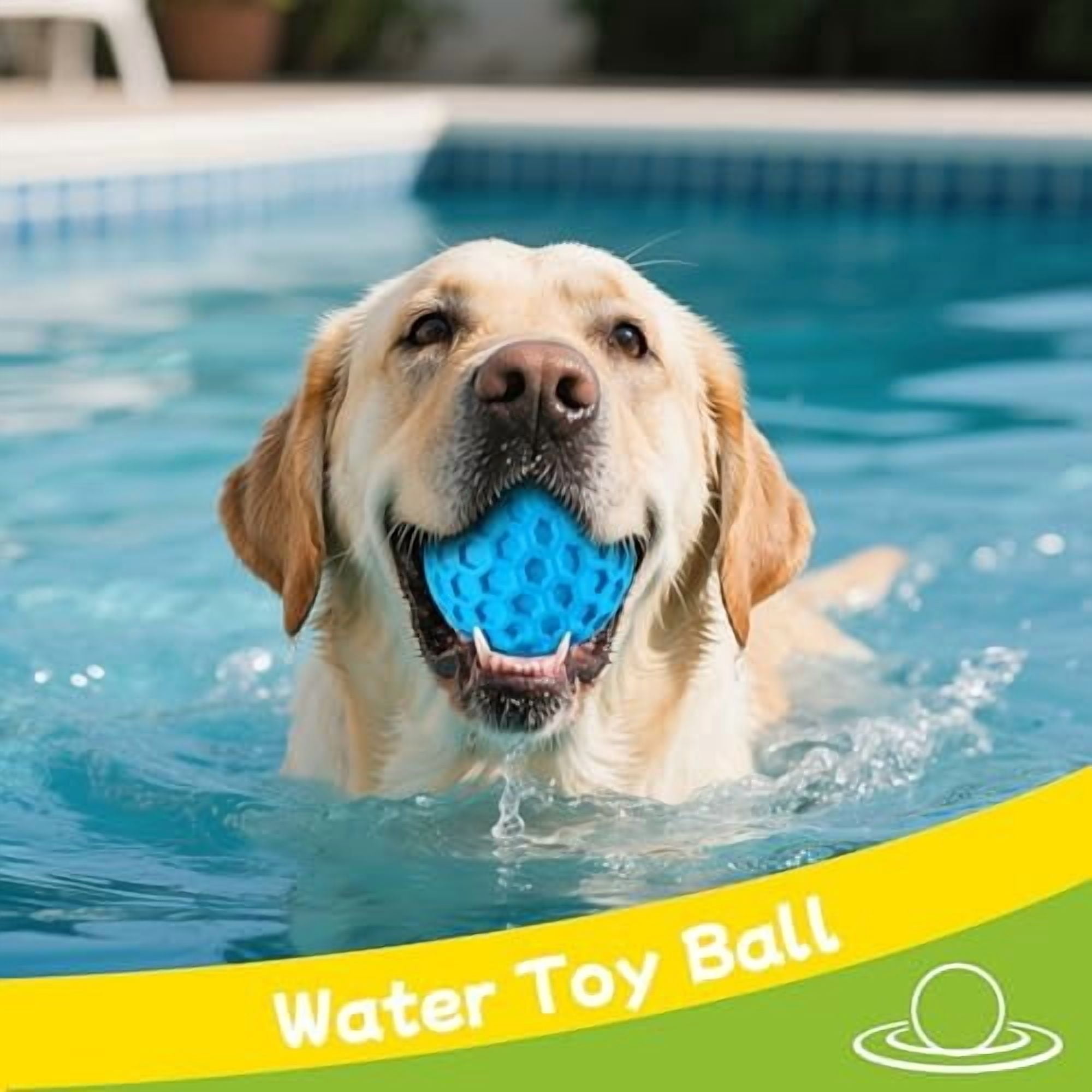 Indestructible Squeaky Dog Balls for Aggressive Chewers, Interactive Dog Toys to Keep Them Busy, Rubber Dog Chew Toy for Large Medium Breeds, Outdoor Waterproof (4 Colors)