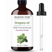 Majestic Pure Oregano Essential Oil with Glass Dropper - Huge 4 Fl Oz - 100% Pure and Natural Oregano Oil - Premium Grade Essential Oils for Diffuser, Aromatherapy, Soap and Candle Making