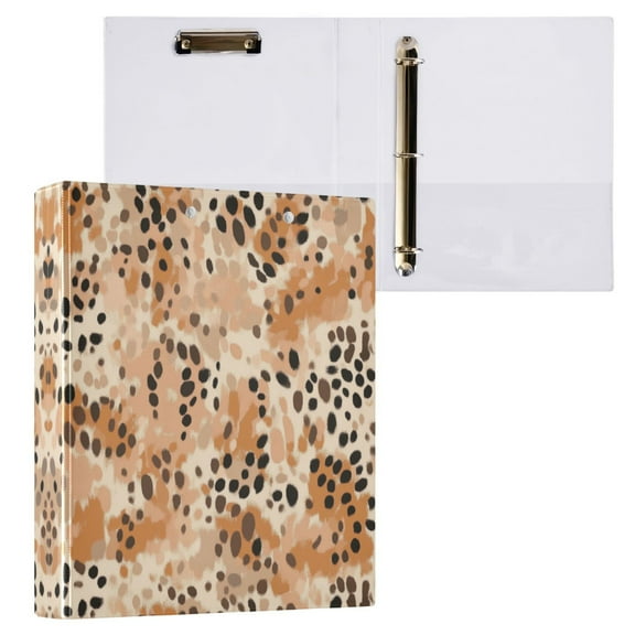 Earthy Brown Leopard Print 3 Ring Hardcover Binders 1.5in Round Rings for Letter-Size Folder Paper Organizer Pockets for Office Student Recipe