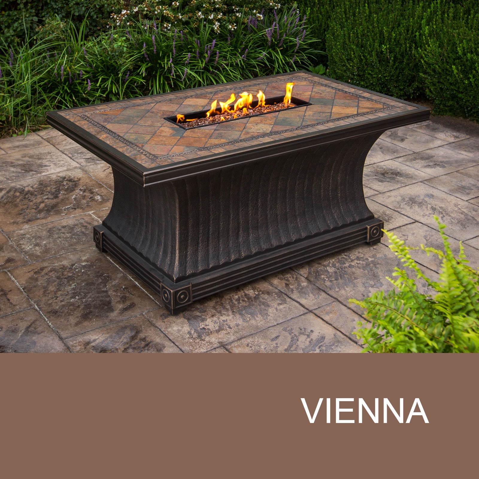 Agio Vienna 32 X 52 Inch Rectangular Slate Top Gas Fire Pit Agio Vienna 32 X 52 Inch Rectangular Slate Top Gas Fire Pit Table Com