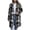 Black, variant on Women's Long Plaid Wool Coat Lightweight Notched Collar Button Down Outerwear Relaxed Casual Long Sleeve Fall Winter Jacket with Pockets M
