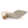 thumbnail image 6 of BLISSFUL STEP Women's Back to School Pointed Toe Sandals Lace Up Block Heel Faux Suede Dress Shoes Beige 7, 6 of 7