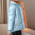 thumbnail image 4 of Lovskoo Womens Winter Coats Quilted Jacket Zipper Long Sleeve Hooded Cotton Padded Jacket Blue, 4 of 6