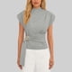 thumbnail image 2 of Camisas de Manga Corta para las Mujeres Casual V-Cuello Plegado Vendaje Suéter Blusa, Ligero Top de Verano, 2 of 6