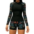 thumbnail image 2 of Ounisa Long Sleeve Rash Guard Swimsuit for Women Two Piece Bathing Suit with Boyshorts Swimming Suits for Women, 2 of 6