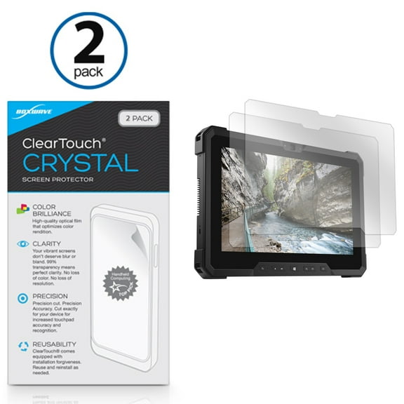 Dell Latitude 7212 Rugged Extreme Tablet Screen Protector, BoxWave [ClearTouch Crystal (2-Pack)] HD Film Skin - Shields From Scratches