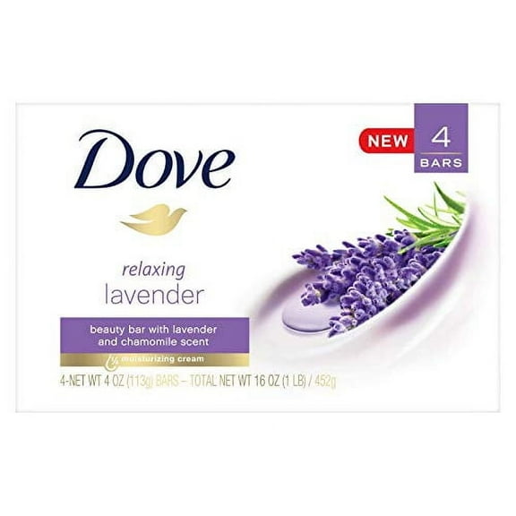 Dove Relaxing Lavender & chamomile scent Beauty Bar 4oz x 4 bars, pack of 1