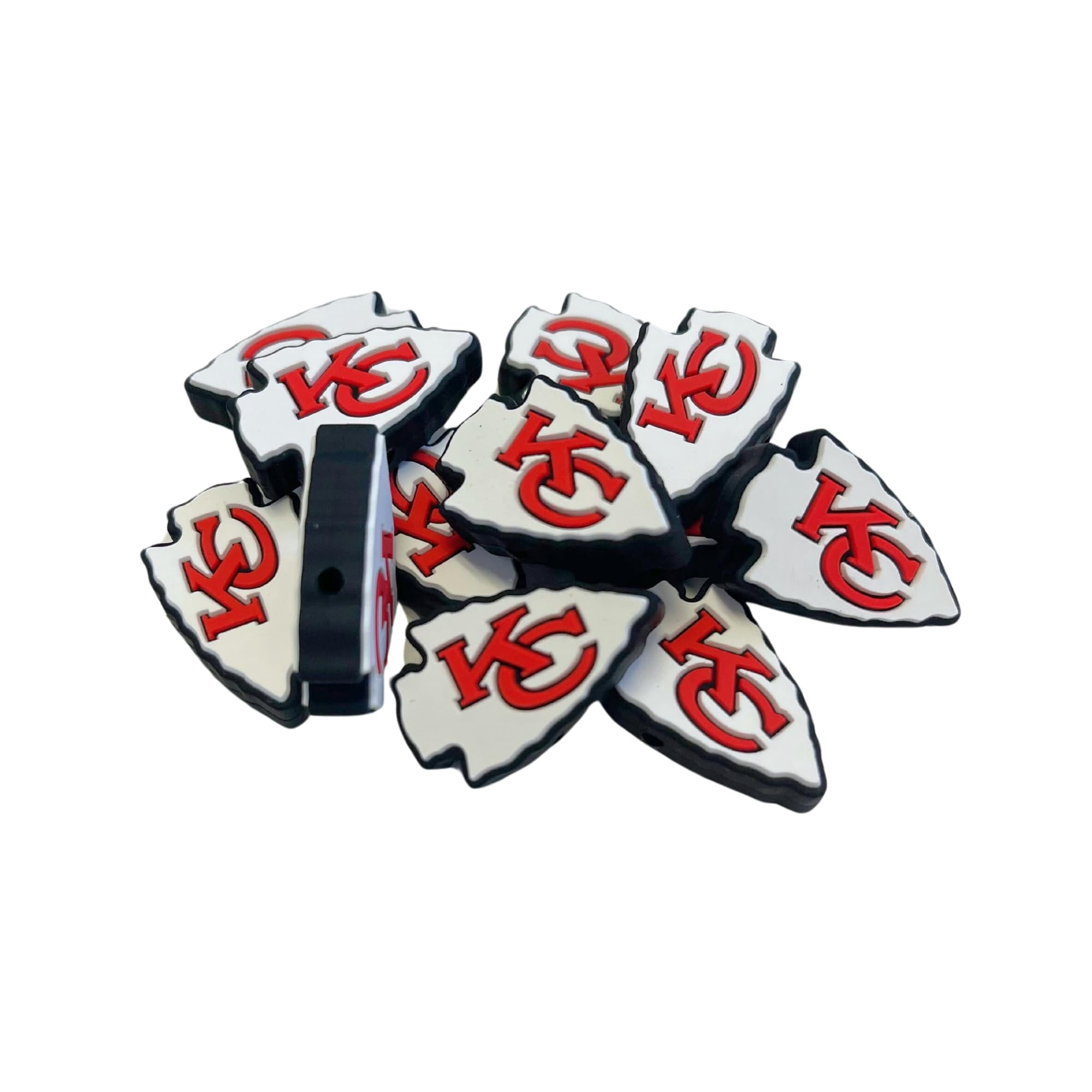 12 Pack Football Mom Silicone Focal Beads - 1.5" Sports Charms For Bracelets, Keychains, Pens, DIY Crafts