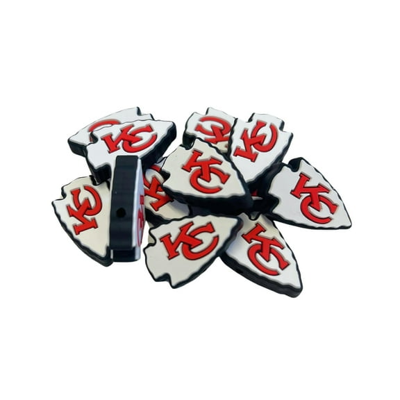 Lashicorn Kansas City Focal Bead Sports Football 12pk 1.14 for Bulk Keychains Silicone Charm Beadable Pens Freshie Hangers Arrowhead Jewelry Assorted Logo