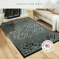 thumbnail image 3 of Maples Rugs Pelham Transitional Vintage Scroll Blue Brown Non Slip Indoor Area Rug, 5' x 7', 3 of 9