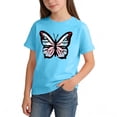 thumbnail image 4 of HADST Girls' Butterfly Print Crew Neck T-Shirts, Short Sleeve Casual Tops with Cute Graphic, Trendy Summer Tees for Daily Wear, 4 of 5