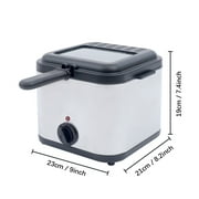 Loyalheartdy 110V Electric Deep Fryer Stainless Steel Fries Chicken Electric Deep Fryer w/Basket and Drip Hook Adjustable Temperature Control 2.5L